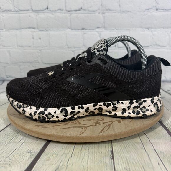 Brooks Revel 5 Women Size 9.5 Black Snow Leopard Running Gym Shoes - Picture 4 of 13